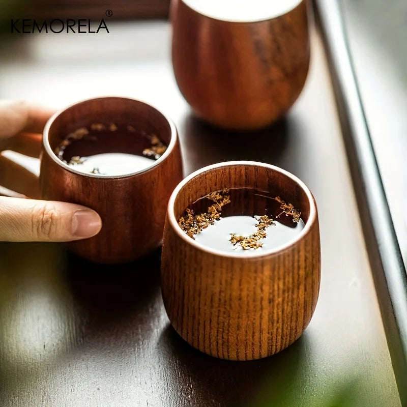 2PCS  Japanese Tea Cup, Wooden Water Cup, Drinking Cups, Summer Winter Drinkware, Home Kitchen Items, 5.7OZ/170ML