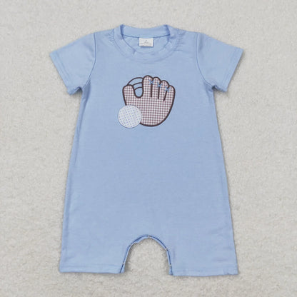 Wholesale Newborn Romper Floral Blue Jumpsuit Embroidery Chicken Toddler Kid Children Summer Matching Baby Boy Girl One-Piece