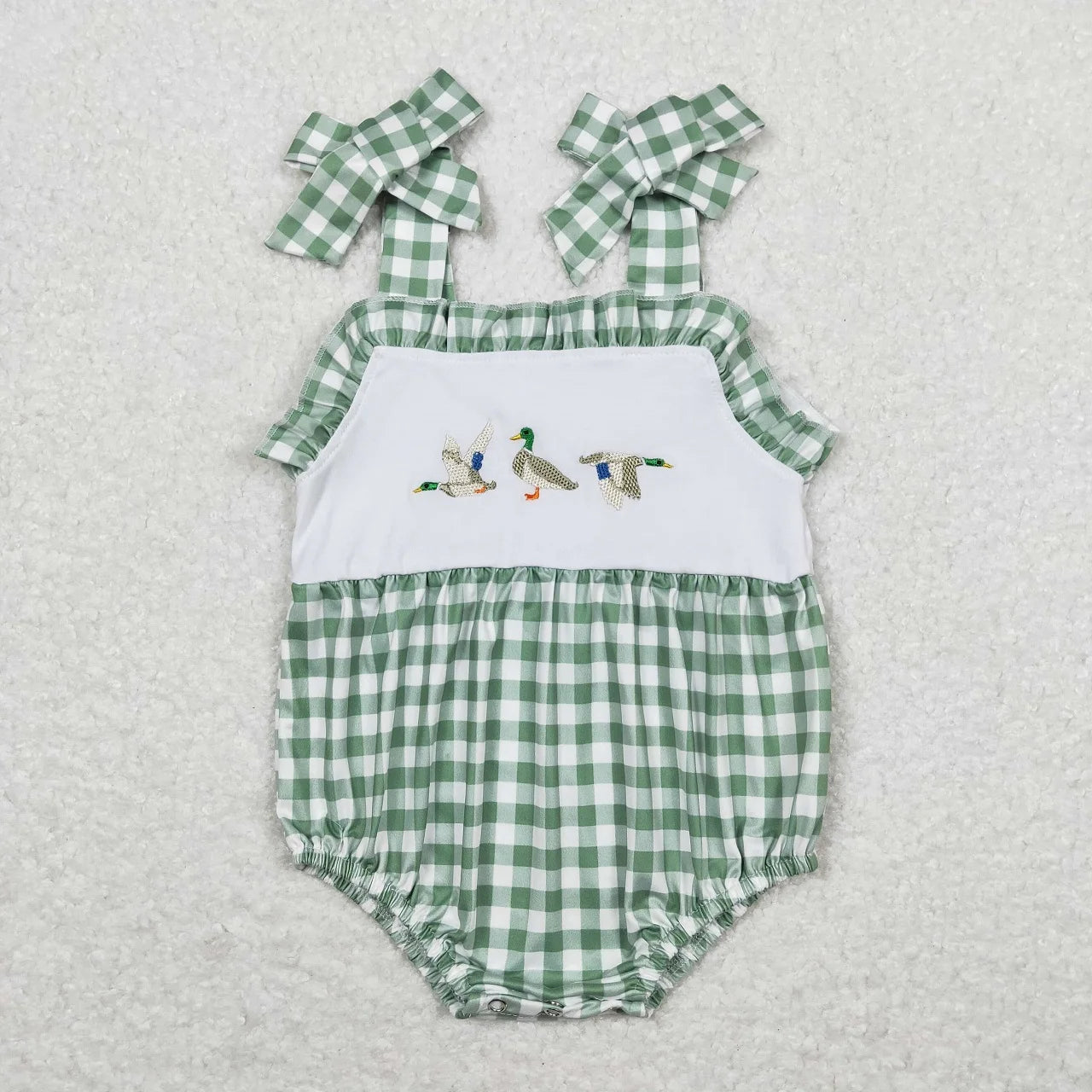 Wholesale Newborn Romper Floral Blue Jumpsuit Embroidery Chicken Toddler Kid Children Summer Matching Baby Boy Girl One-Piece