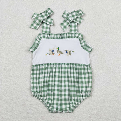 Wholesale Newborn Romper Floral Blue Jumpsuit Embroidery Chicken Toddler Kid Children Summer Matching Baby Boy Girl One-Piece