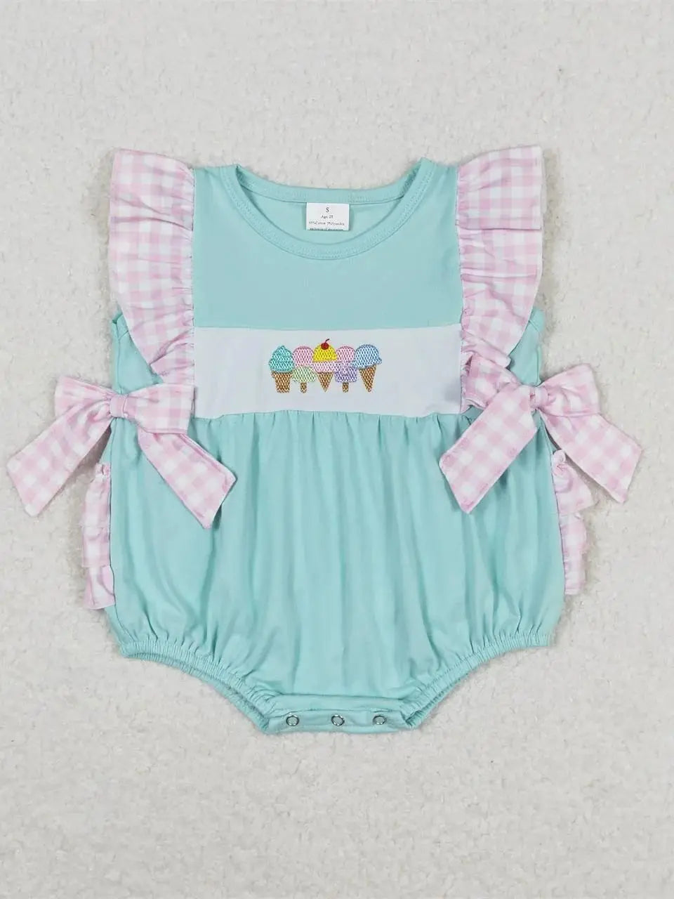 Wholesale Newborn Romper Floral Blue Jumpsuit Embroidery Chicken Toddler Kid Children Summer Matching Baby Boy Girl One-Piece