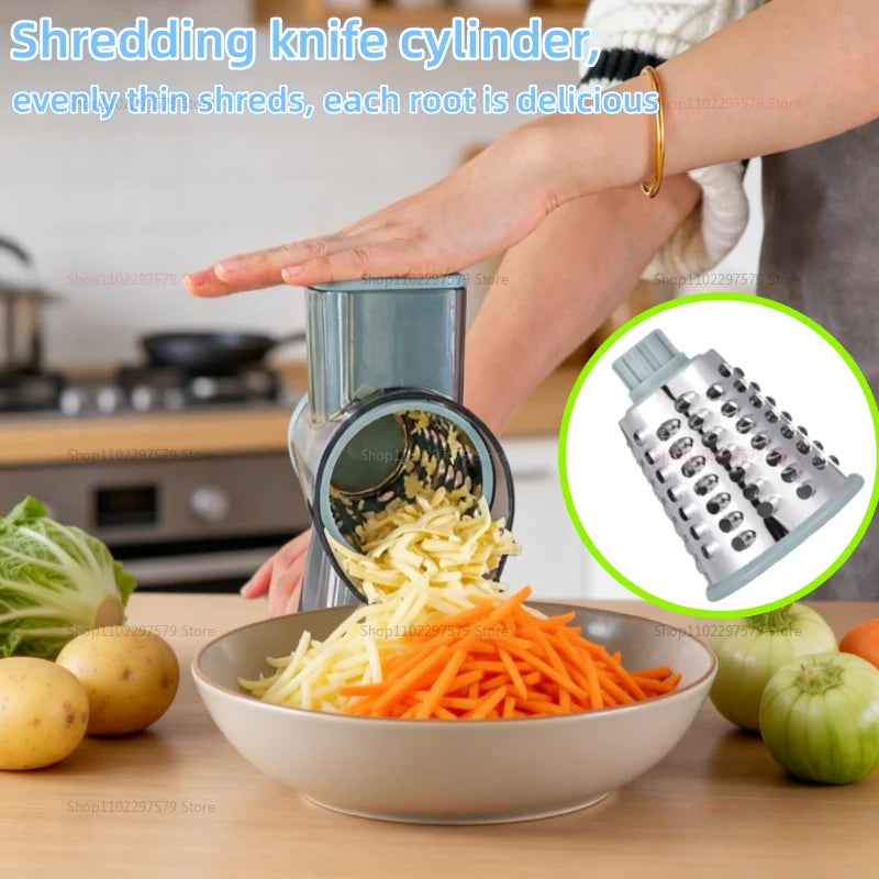3 In1 Rotary Cheese Grater Vegetable Slicer Nut Grinder Manual Shredder for Fruits Vegetables Nut Butter Kitchen Items Tools