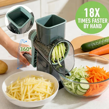 3 In1 Rotary Cheese Grater Vegetable Slicer Nut Grinder Manual Shredder for Fruits Vegetables Nut Butter Kitchen Items Tools