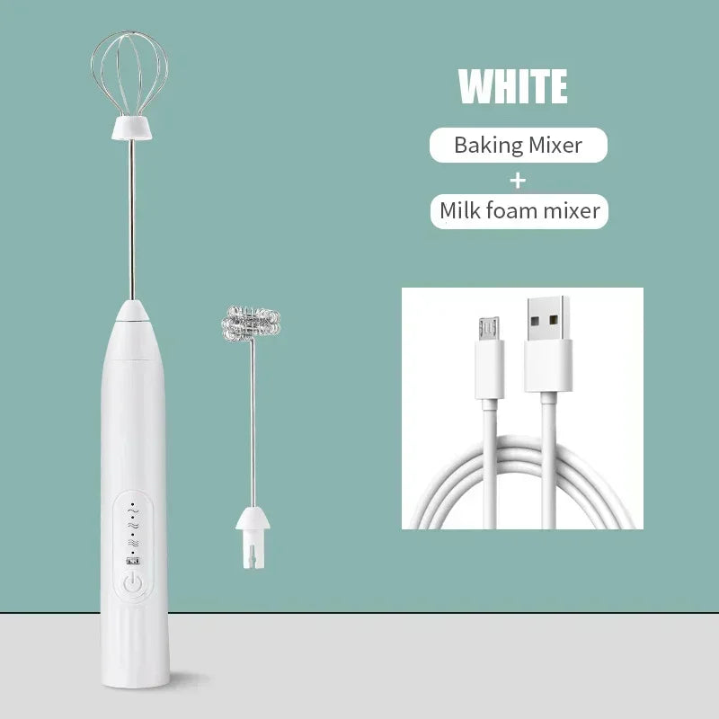 2-In-1 Kitchen Items USB Charging Electric Egg Beater Mini Blender Kitchens Accessories Mixer Household Gadgets Double Head Bar